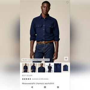 J.Crew Men's Heavyweight Chamois Workshirt in Navy